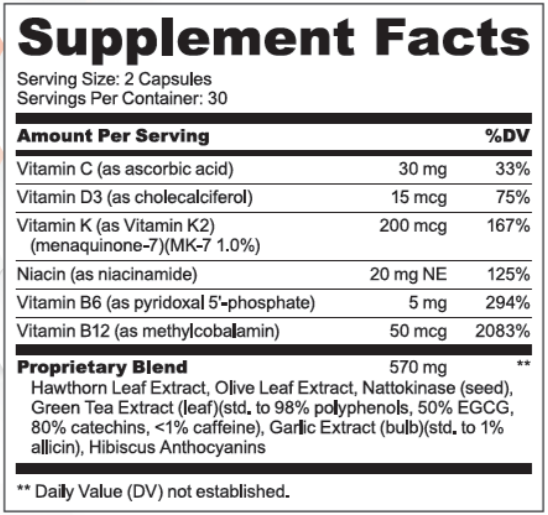 Cardio Shield Supplement Facts