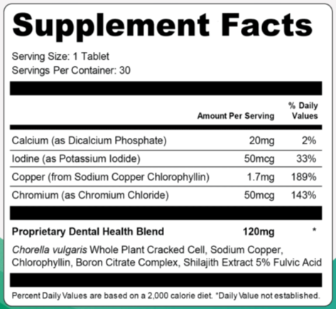 OxyDental Pro Supplement Facts